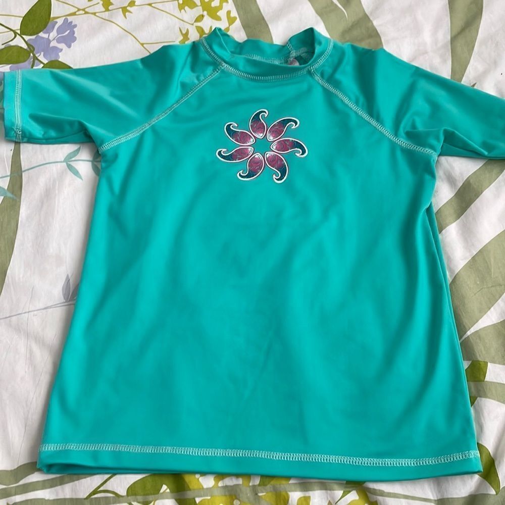 NWOT! Kanu Surf Girls Teal Rashguard Swim Top Size L-XL
